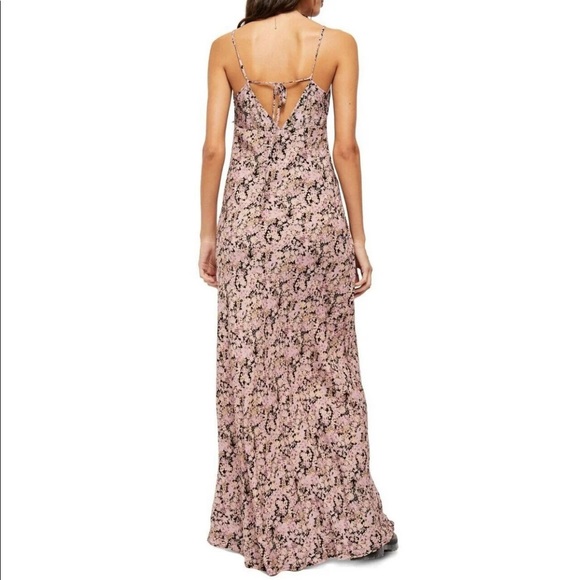 Free People Boho Bon Voyage Maxi Dress in black with bright pink florals - Picture 5 of 16